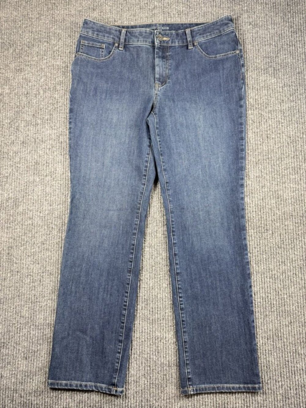 Chicos Straight Leg Jeans Womens 1R/8R Blue Denim Medium Wash Stretch Mid Rise